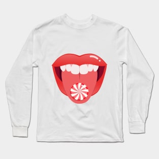 Mouth showing tongue Long Sleeve T-Shirt